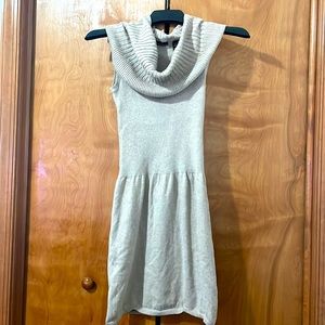 MODA International Tan Cowl Neck Sleeveless Knit Sweater Dress